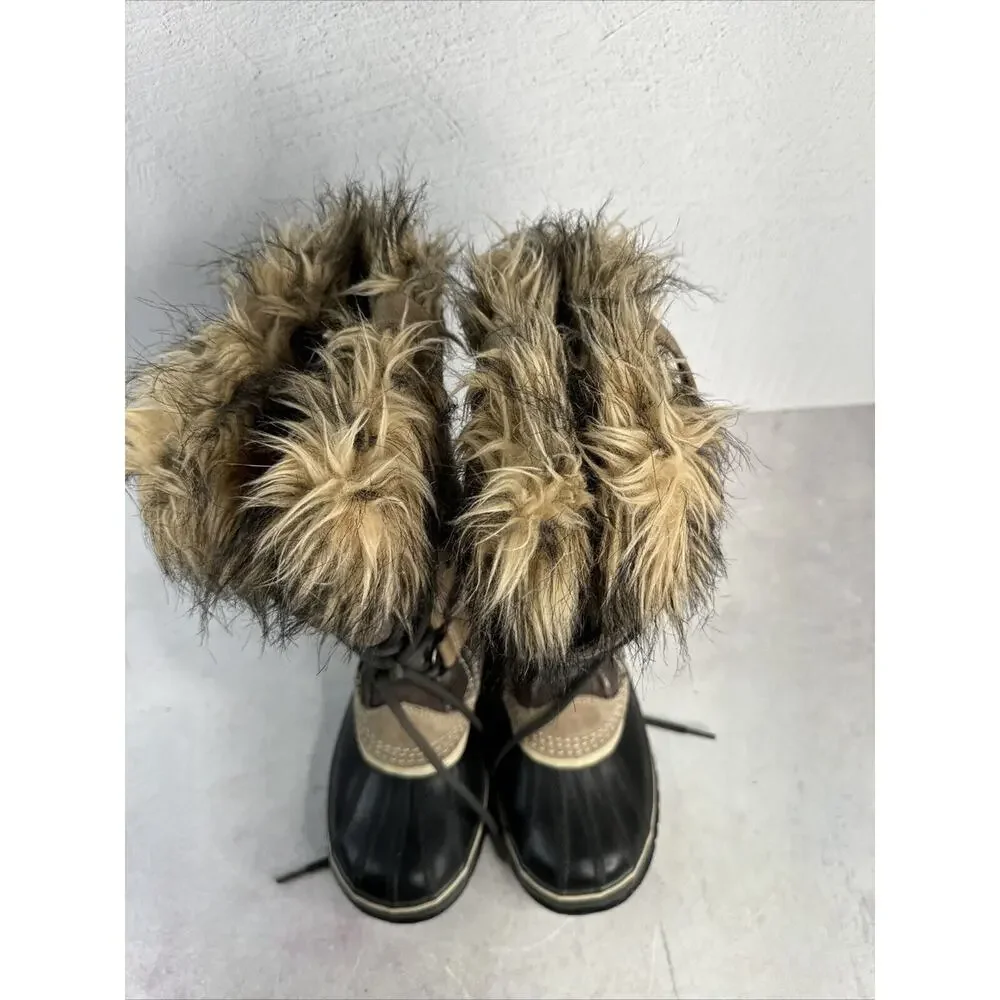 Sorel Joan Of Artic‎ Winter Boots 6 Brown Waterproof Lace Up